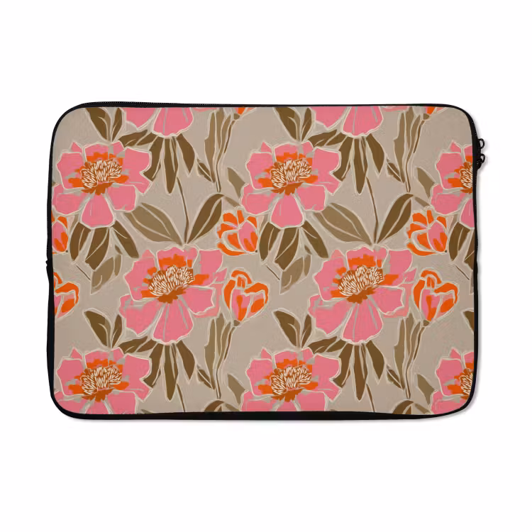 Laptophoes - Pioenrozen - Patroon - Roze — 5