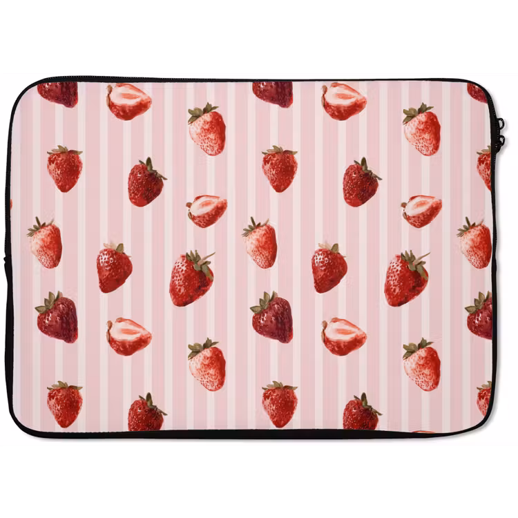 Laptophoes - Strepen - Aardbei - Roze — 1