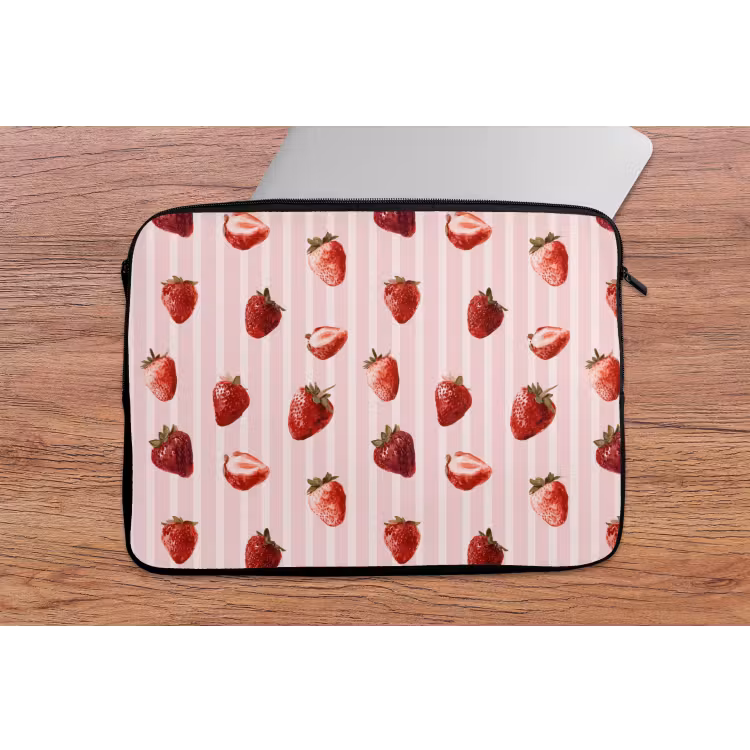 Laptophoes - Strepen - Aardbei - Roze — 2
