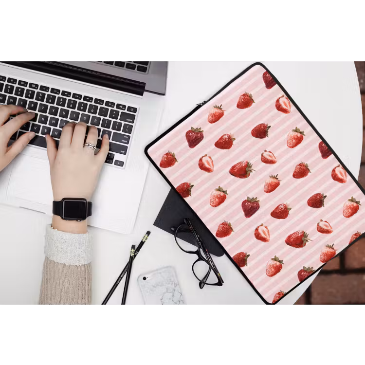 Laptophoes - Strepen - Aardbei - Roze — 3