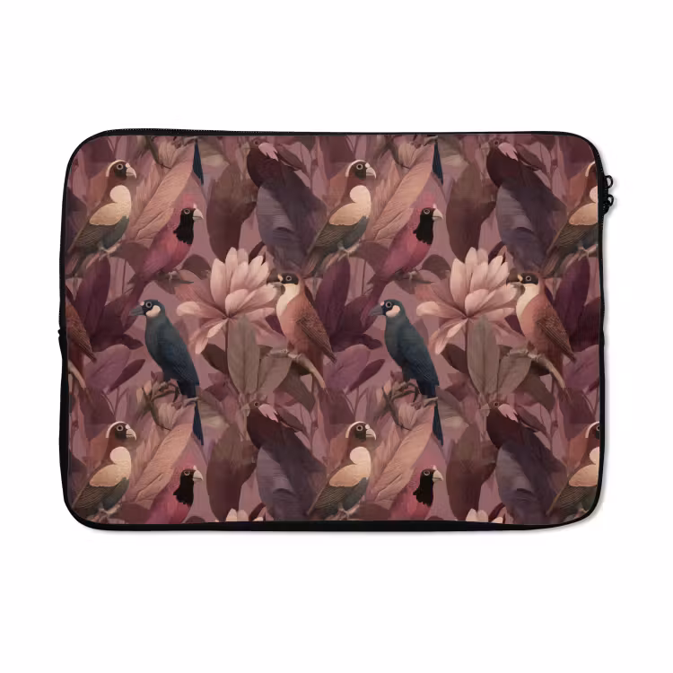 Laptophoes - Vogels - Bladeren - Roze — 5