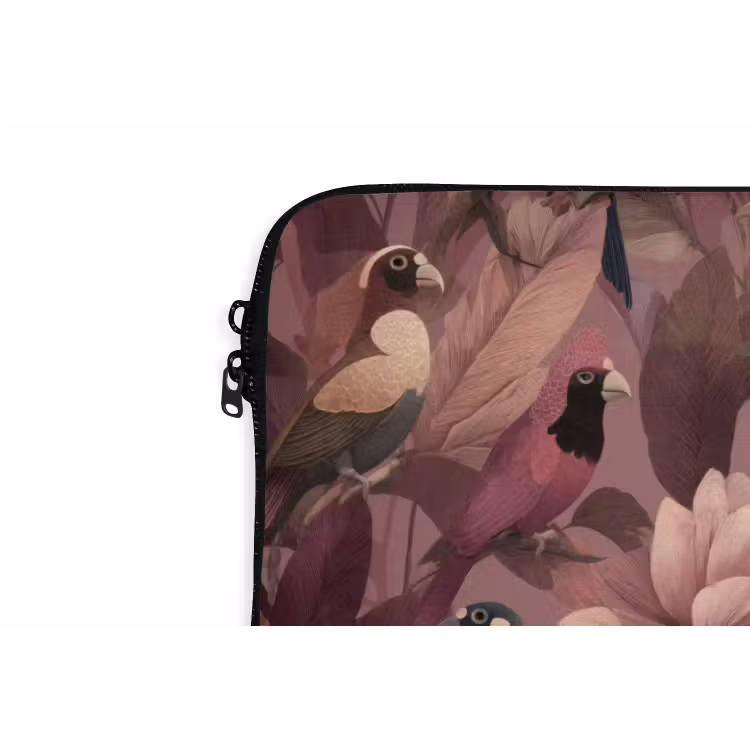 Laptophoes - Vogels - Bladeren - Roze — 6