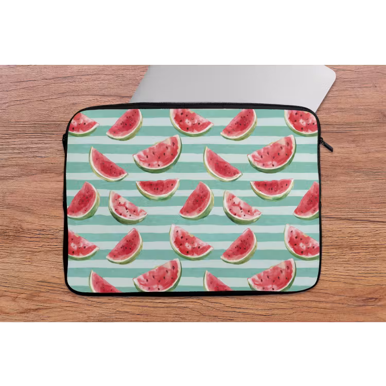 Laptophoes - Watermeloen - Strepen - Groen — 2