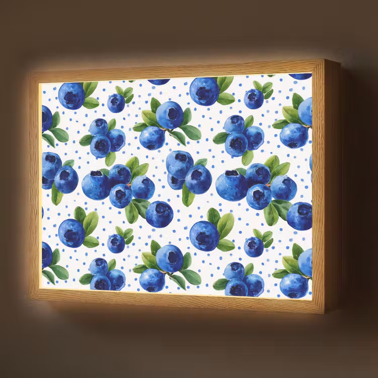 Lightbox - Wandlamp - Bessen - Patroon - Blauw — 1