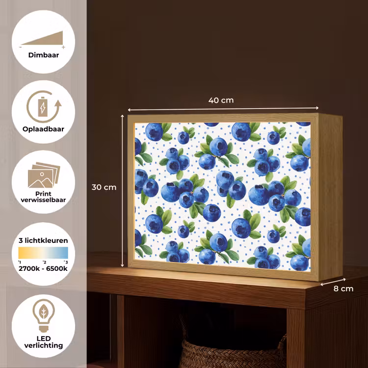 Lightbox - Wandlamp - Bessen - Patroon - Blauw — 10