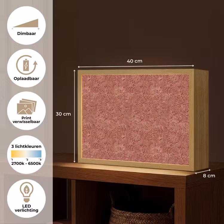 Lightbox - Wandlamp - Bloemen - Motief - Rood — 10