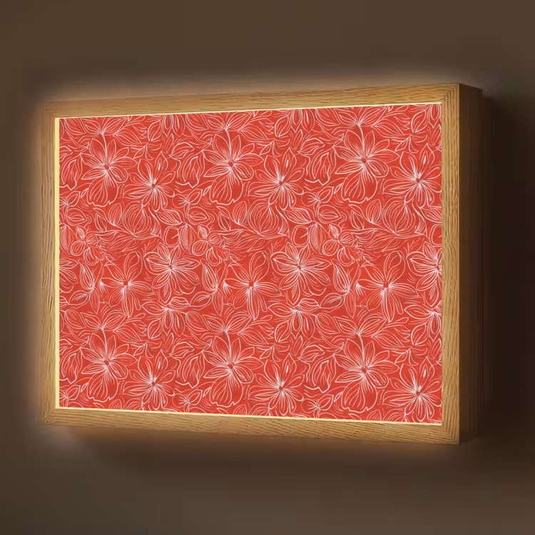 Lightbox - Wandlamp - Bloemen - Patroon - Rood — 1