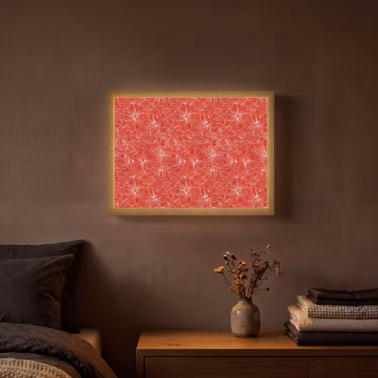 Lightbox - Wandlamp - Bloemen - Patroon - Rood — 3