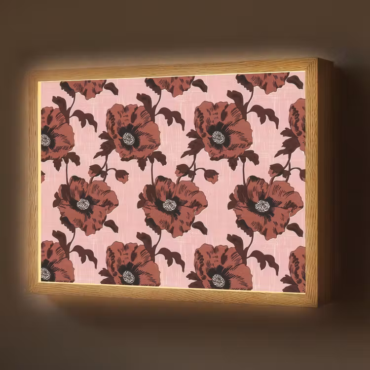 Lightbox - Wandlamp - Bloemen - Retro - Rood — 1