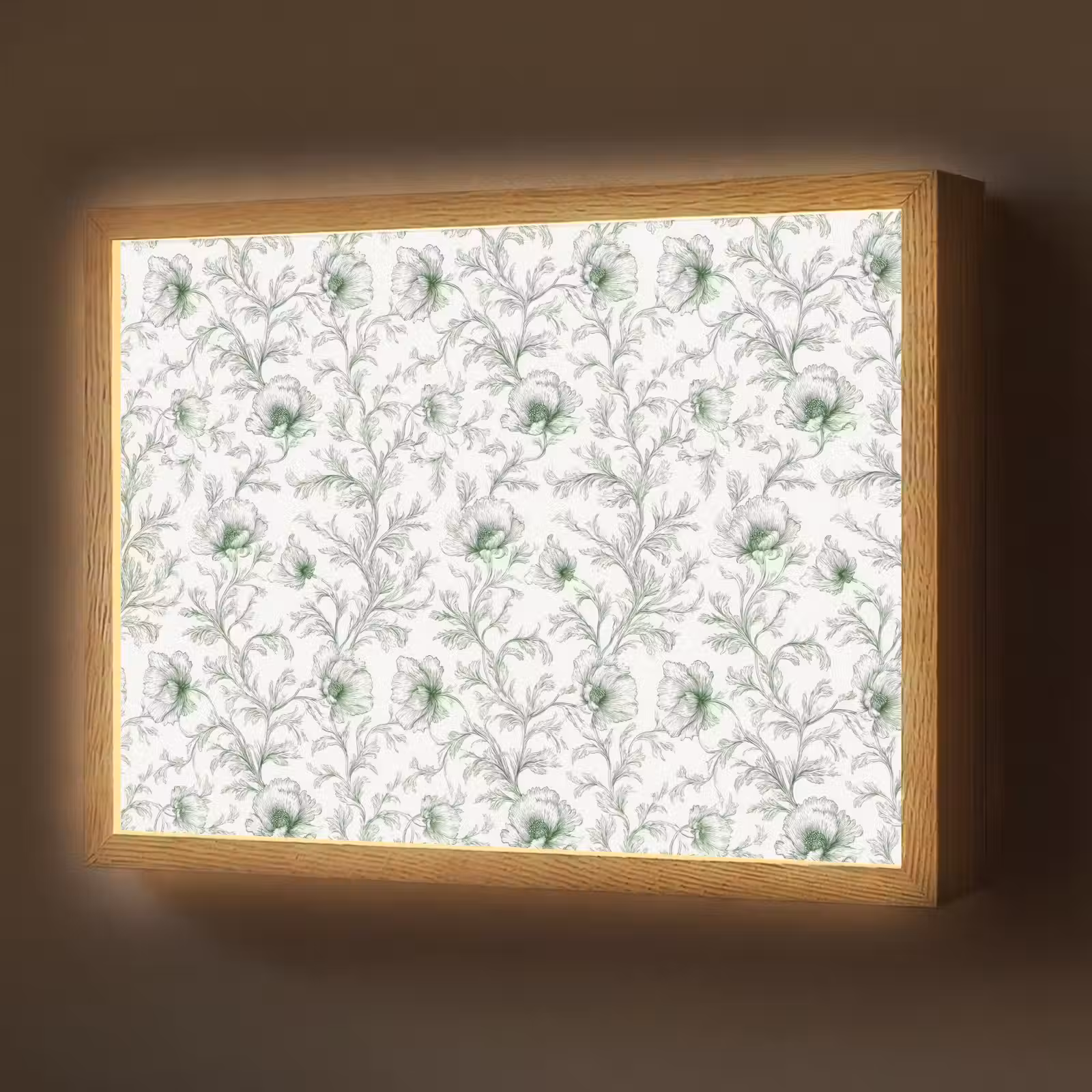 Lightbox - Wandlamp - Bloemen - Getekend - Groen — 1