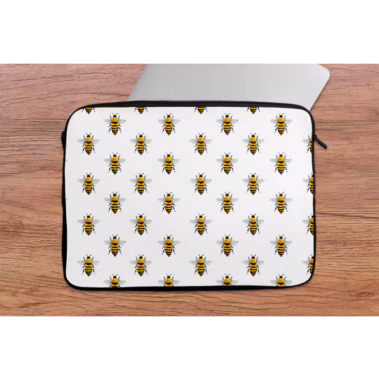 Laptophoes - Bijen - Tijdloos - Wit — 2