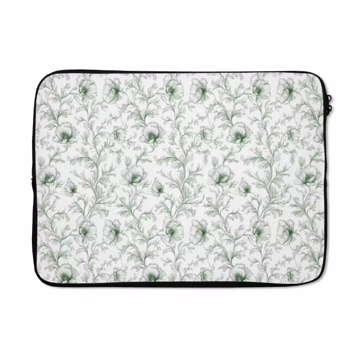 Laptophoes - Bloemen - Getekend - Groen — 5