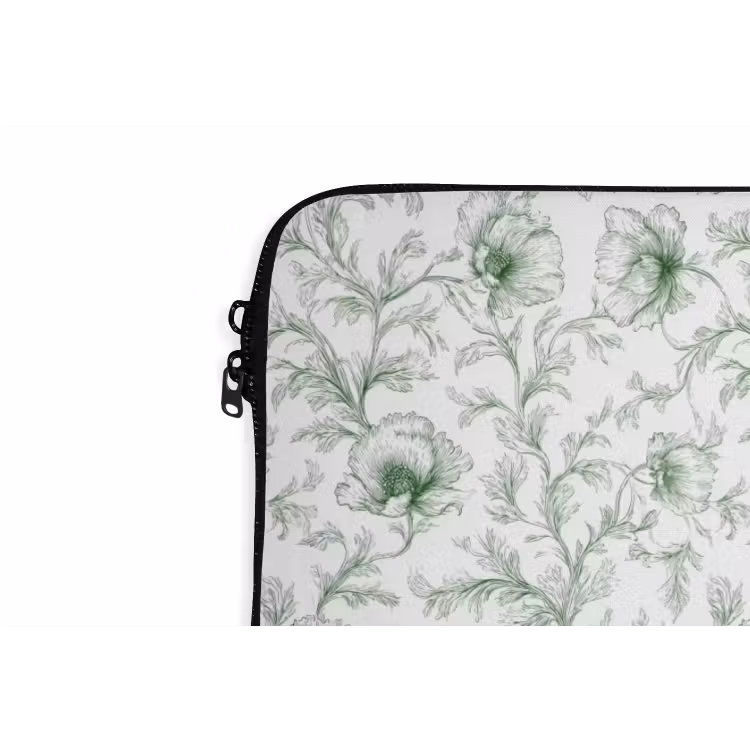 Laptophoes - Bloemen - Getekend - Groen — 6
