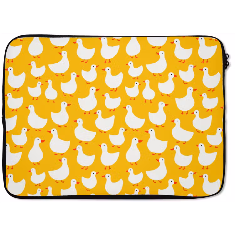 Laptophoes - Eendjes - Patroon - Geel — 1