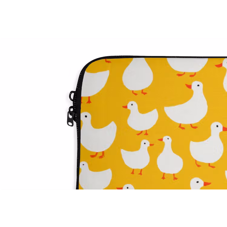 Laptophoes - Eendjes - Patroon - Geel — 6