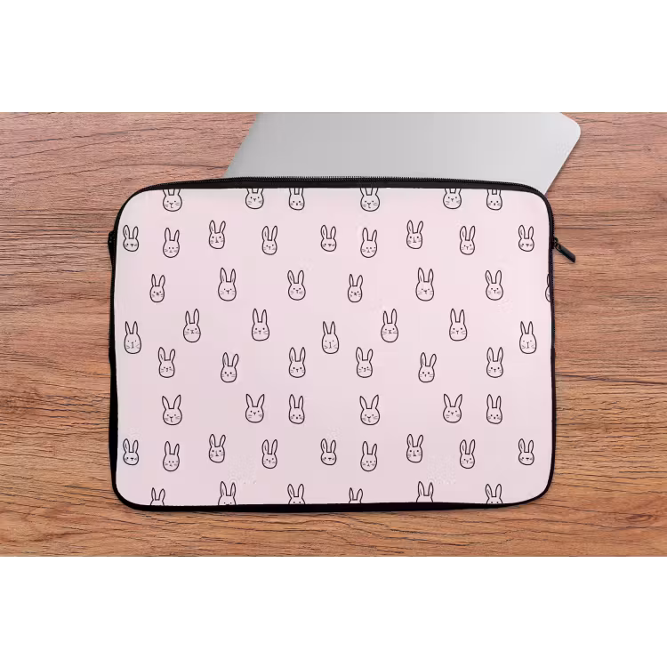 Laptophoes - Konijnen - Minimalistisch - Roze — 2