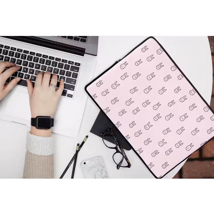Laptophoes - Konijnen - Minimalistisch - Roze — 3