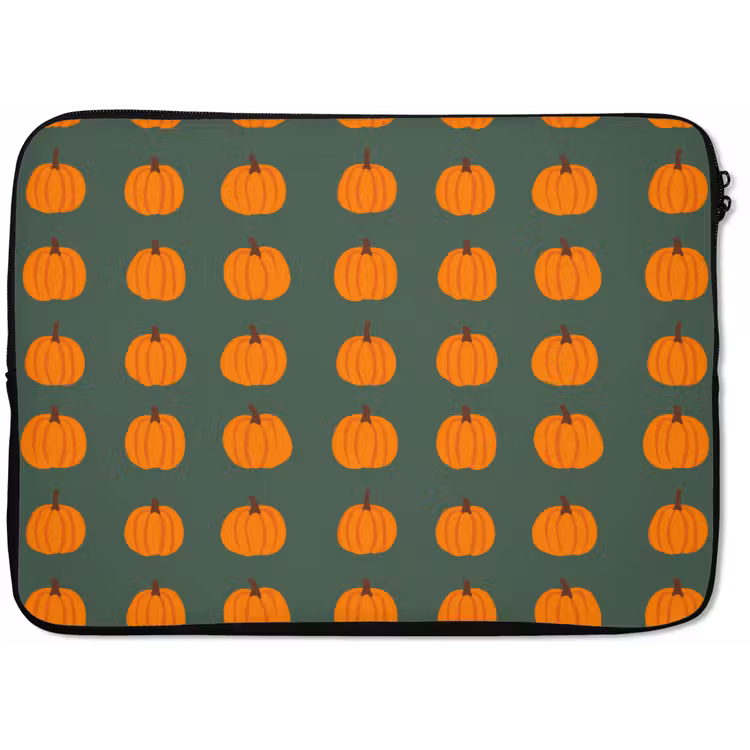 Laptophoes - Pompoen - Patroon - Oranje — 1