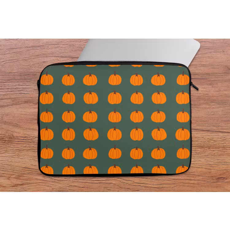 Laptophoes - Pompoen - Patroon - Oranje — 2