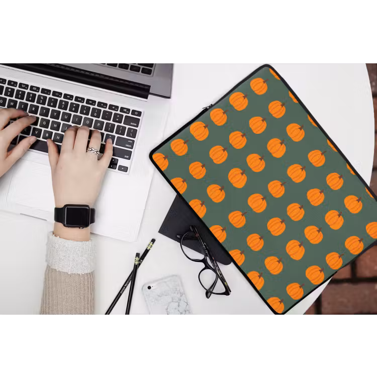 Laptophoes - Pompoen - Patroon - Oranje — 3