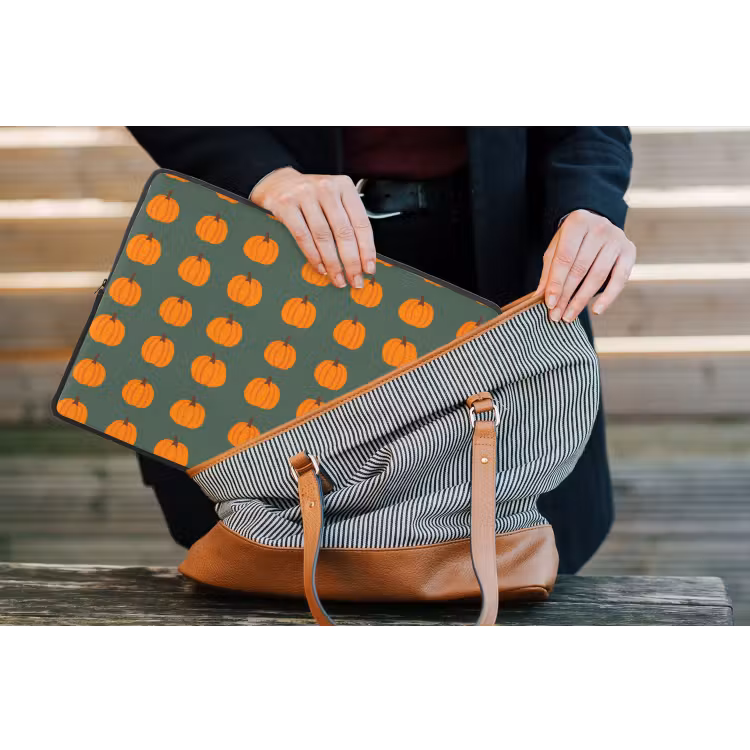 Laptophoes - Pompoen - Patroon - Oranje — 4