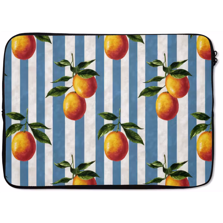 Laptophoes - Strepen - Citroen - Blauw — 1