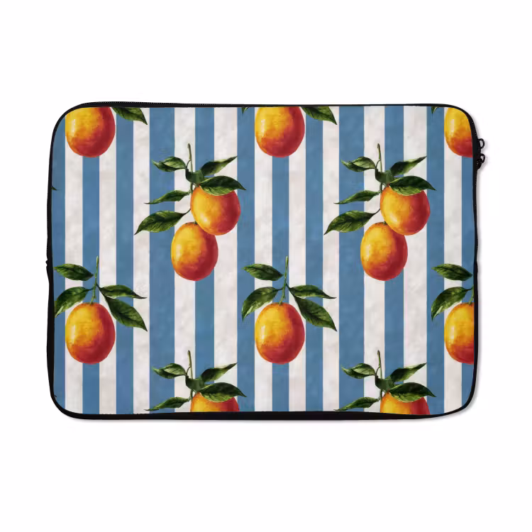 Laptophoes - Strepen - Citroen - Blauw — 5