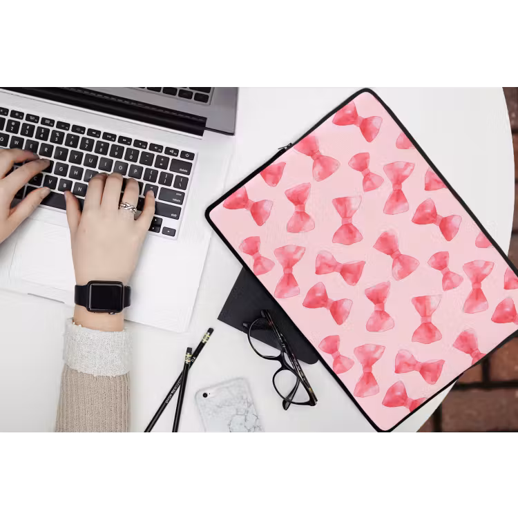 Laptophoes - Strikken - Aquarel - Roze — 3