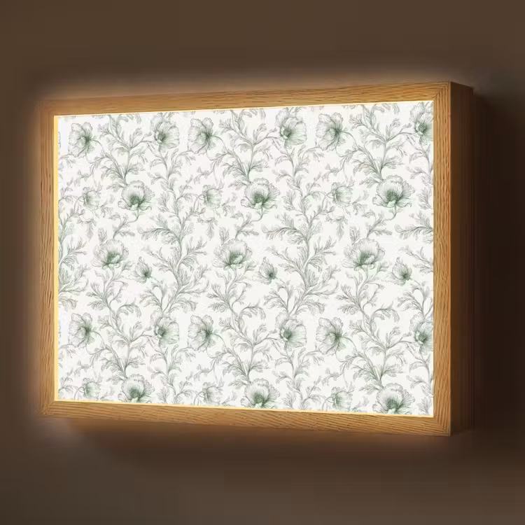 Lightbox - Wandlamp - Bloemen - Getekend - Groen — 1