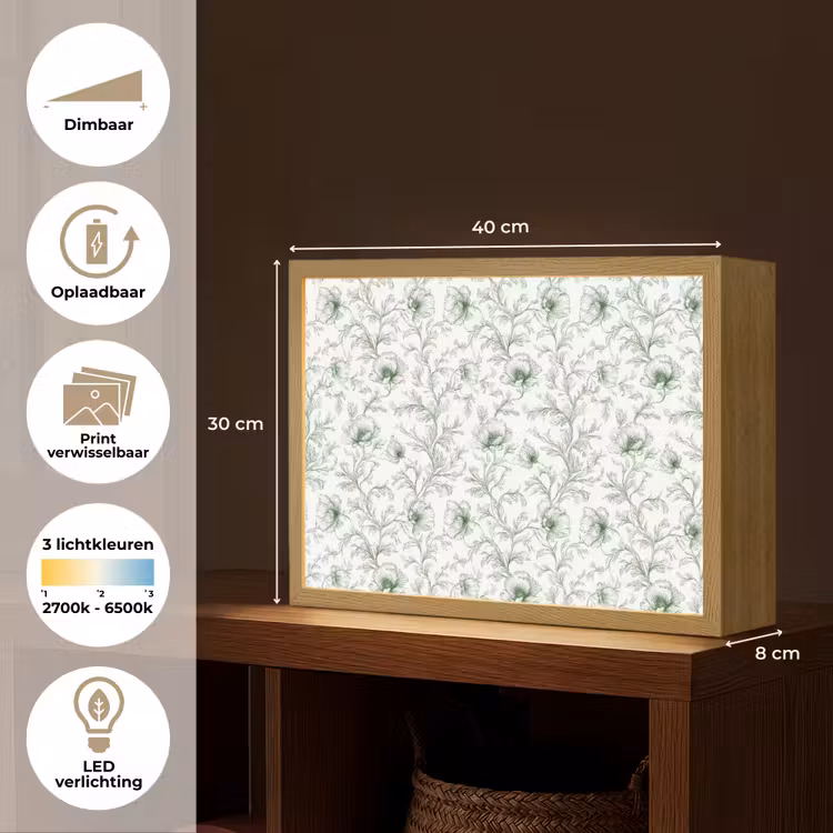 Lightbox - Wandlamp - Bloemen - Getekend - Groen — 10