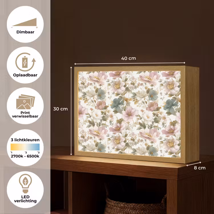 Lightbox - Wandlamp - Bloemen - Patroon - Pastel — 10