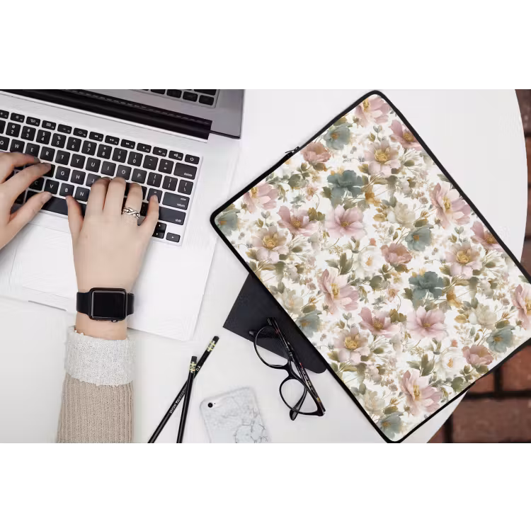 Laptophoes - Bloemen - Patroon - Pastel — 3