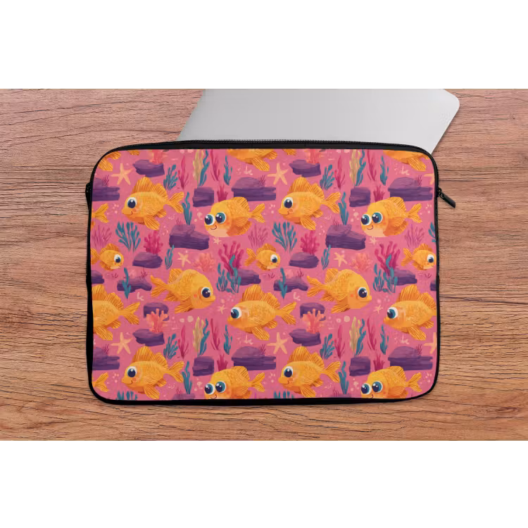 Laptophoes - Goudvissen - Koraal - Kleurrijk — 2