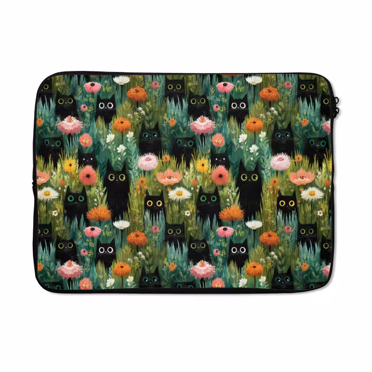 Laptophoes - Katten - Bloemen - Kleurrijk — 5