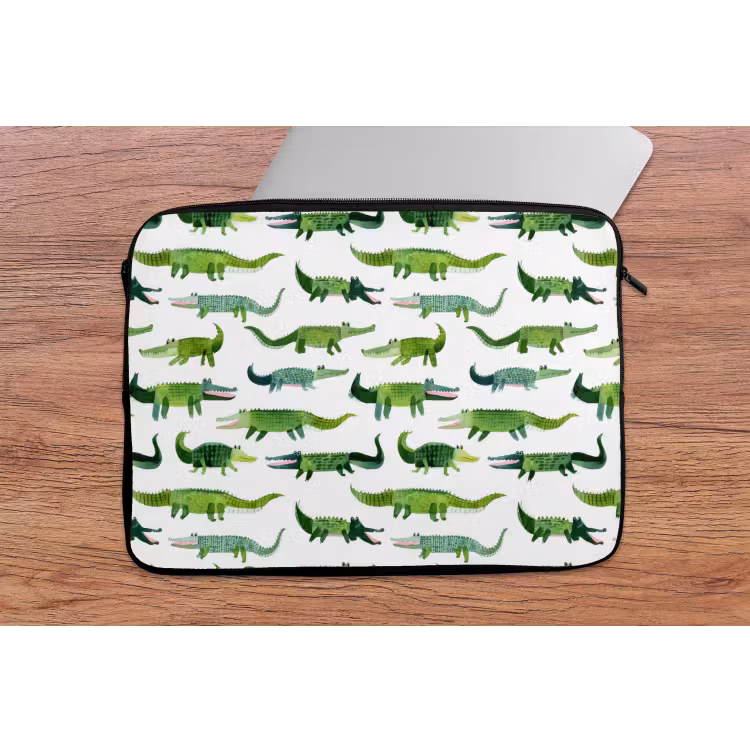 Laptophoes - krokodillen - Speels - Groen — 2