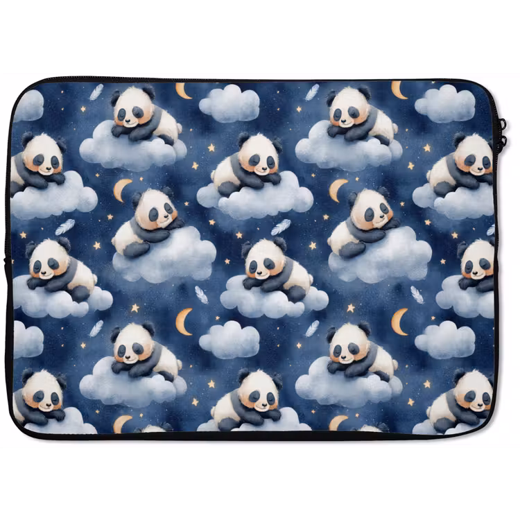 Laptophoes - Panda's - Slapen - Blauw — 1