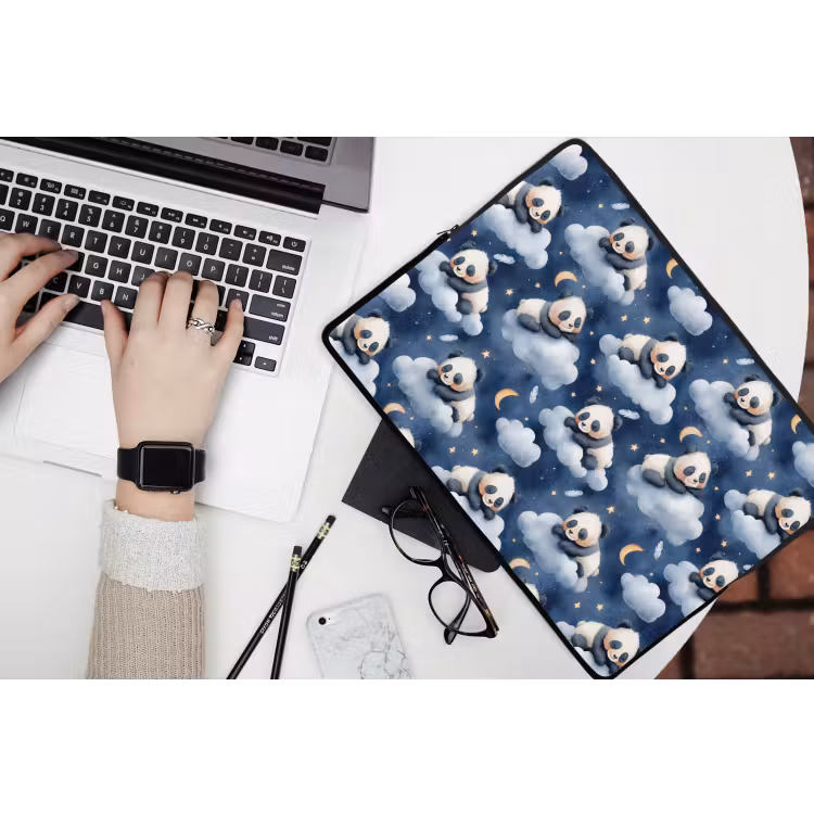 Laptophoes - Panda's - Slapen - Blauw — 3