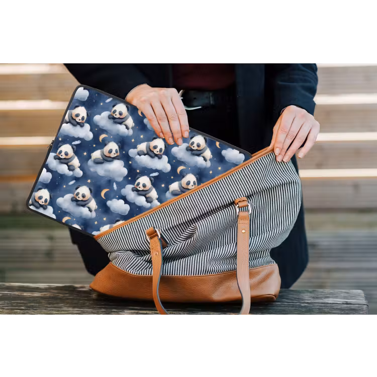 Laptophoes - Panda's - Slapen - Blauw — 4