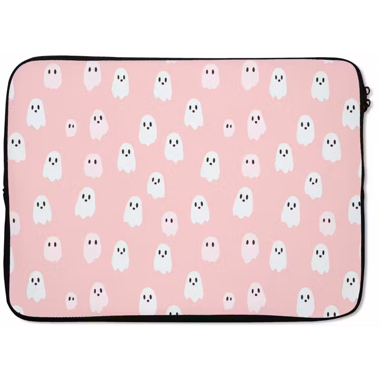 Laptophoes - Spookjes - Patroon - Roze — 1