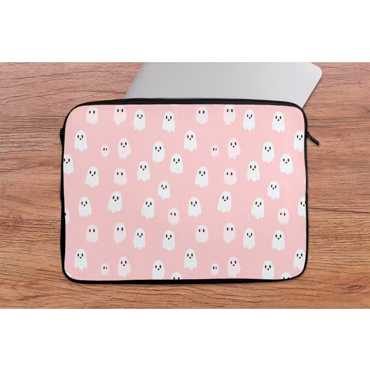 Laptophoes - Spookjes - Patroon - Roze — 2