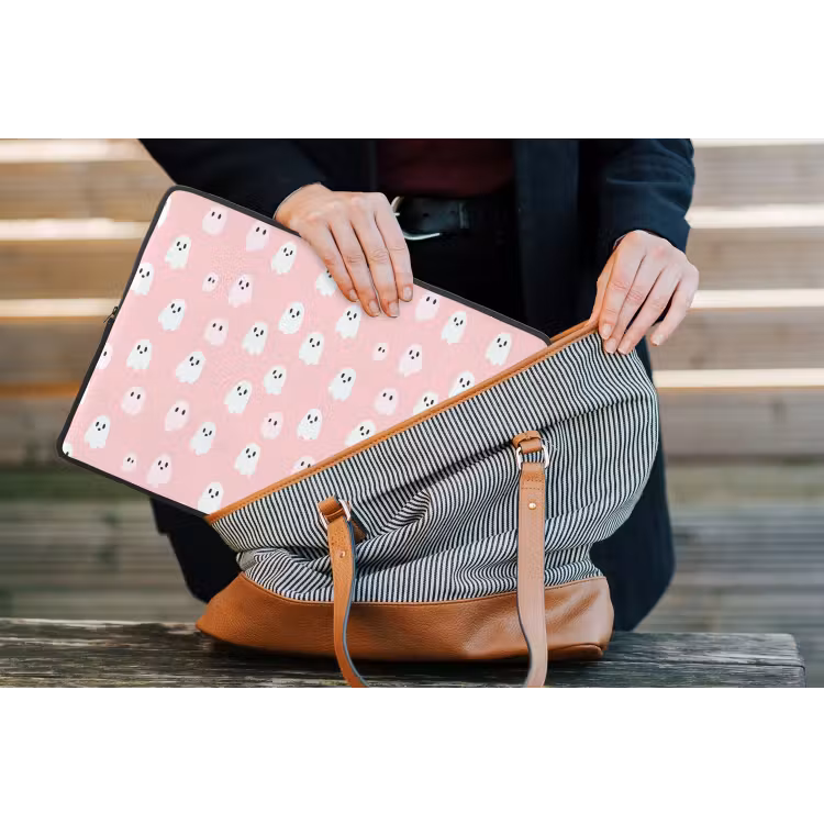 Laptophoes - Spookjes - Patroon - Roze — 4