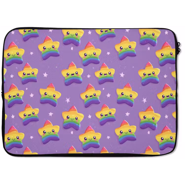 Laptophoes - Sterren - Regenboog - Paars — 1