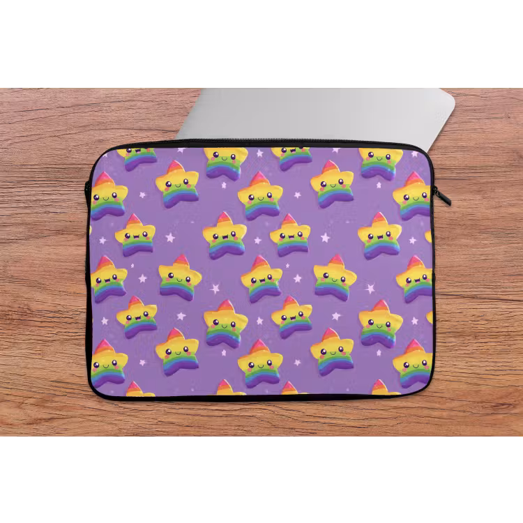Laptophoes - Sterren - Regenboog - Paars — 2