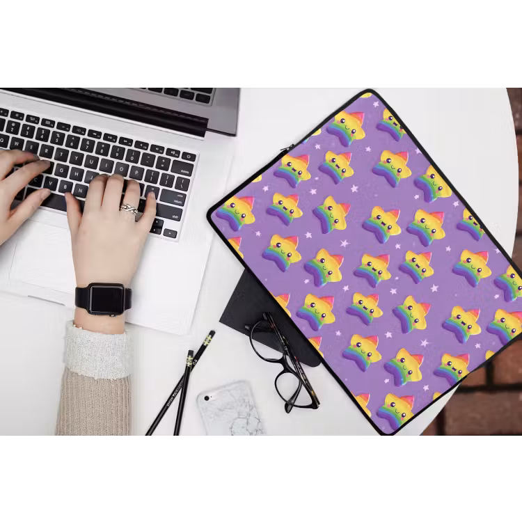 Laptophoes - Sterren - Regenboog - Paars — 3