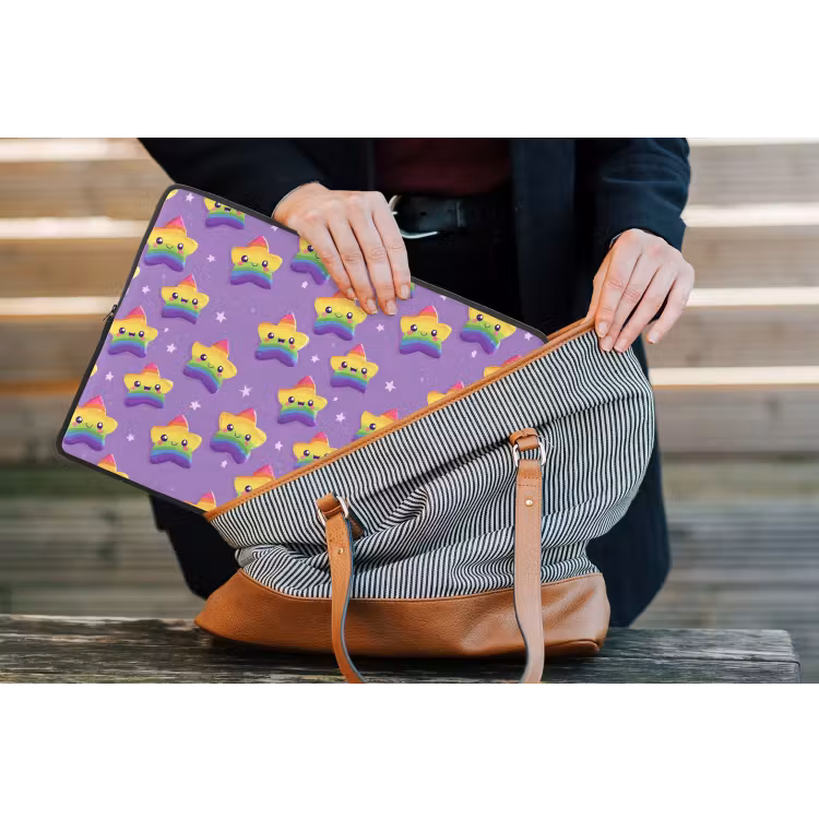 Laptophoes - Sterren - Regenboog - Paars — 4