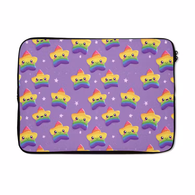Laptophoes - Sterren - Regenboog - Paars — 5