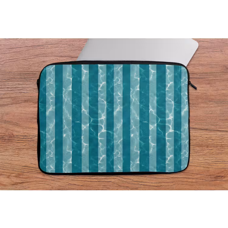 Laptophoes - Zwembad - Strepen - Groen — 2
