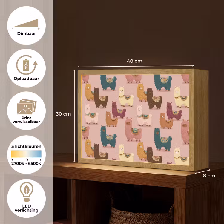 Lightbox - Wandlamp - Alpaca's - Patroon - Kleurrijk — 10