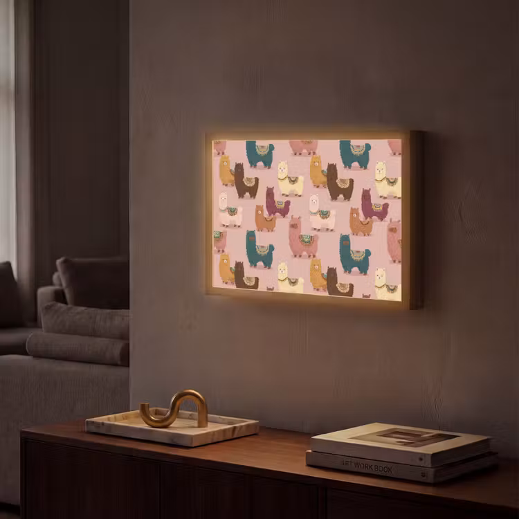 Lightbox - Wandlamp - Alpaca's - Patroon - Kleurrijk — 2