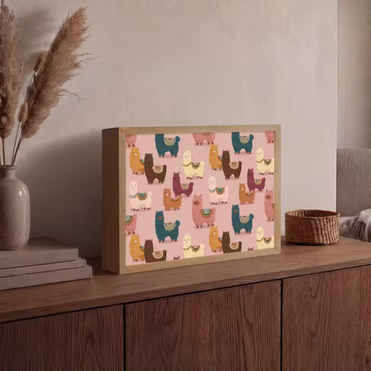 Lightbox - Wandlamp - Alpaca's - Patroon - Kleurrijk — 4